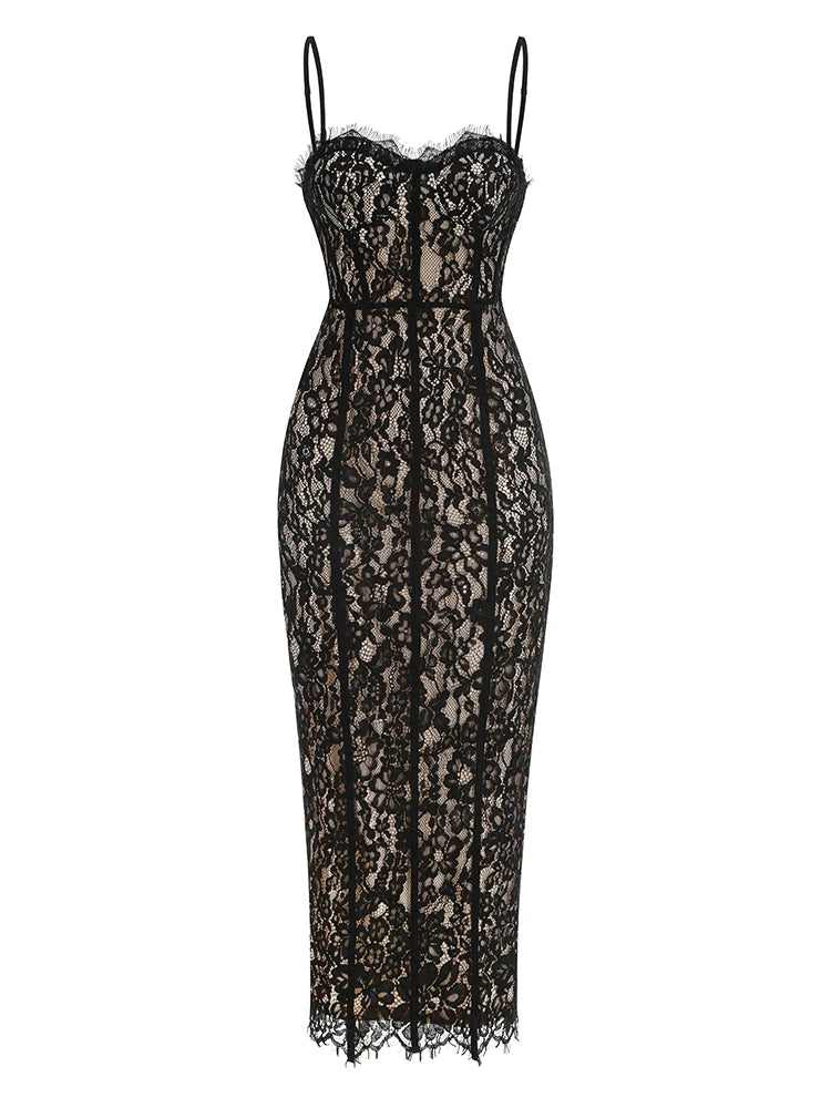 MIDNIGHT LACE BODYCON DRESS