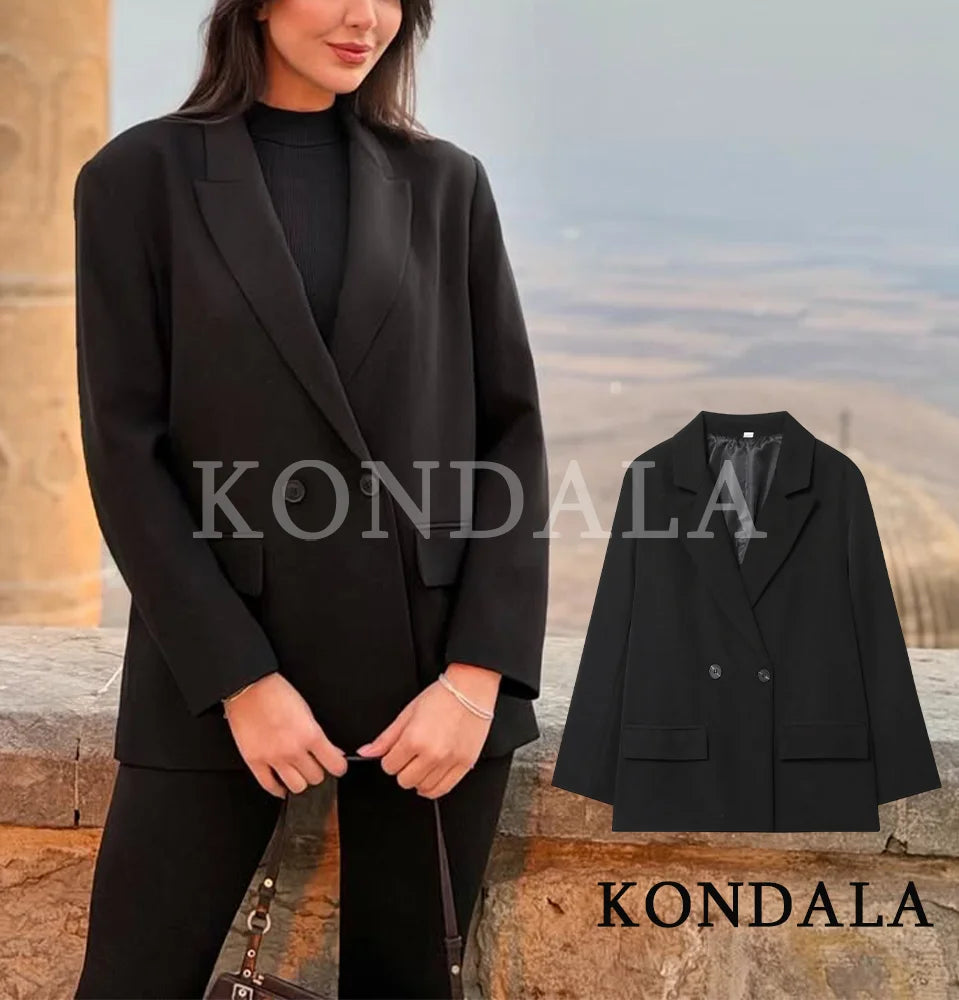 ELEGANT COMMUTE DOUBLE-BREASTED BLAZER WOMEN VINTAGE
