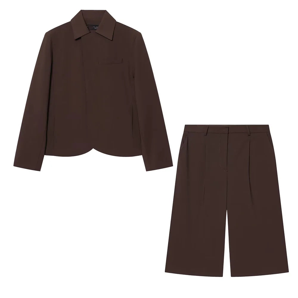 SPRING 2-PIECE SHORTS SUIT SOLID DOUBLE-BREASTED