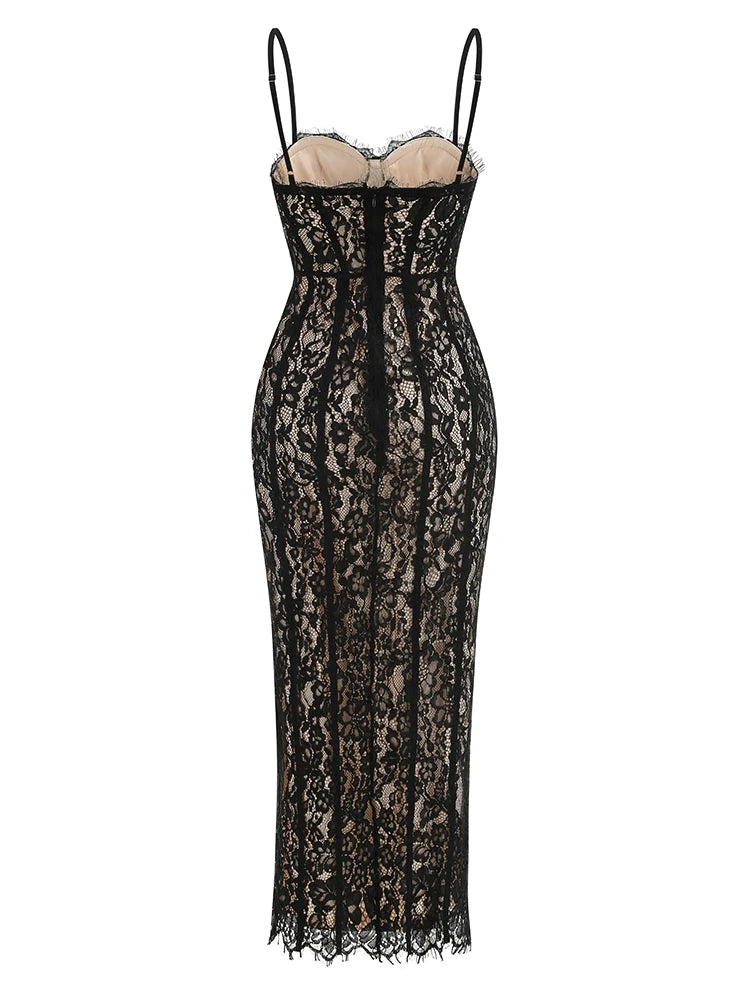 MIDNIGHT LACE BODYCON DRESS