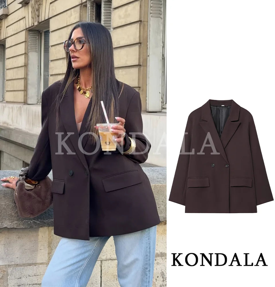 ELEGANT COMMUTE DOUBLE-BREASTED BLAZER WOMEN VINTAGE