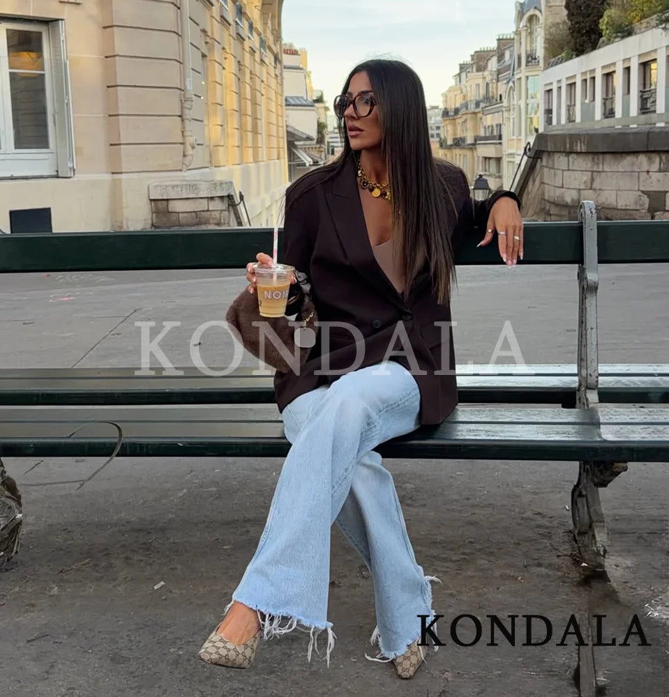 ELEGANT COMMUTE DOUBLE-BREASTED BLAZER WOMEN VINTAGE