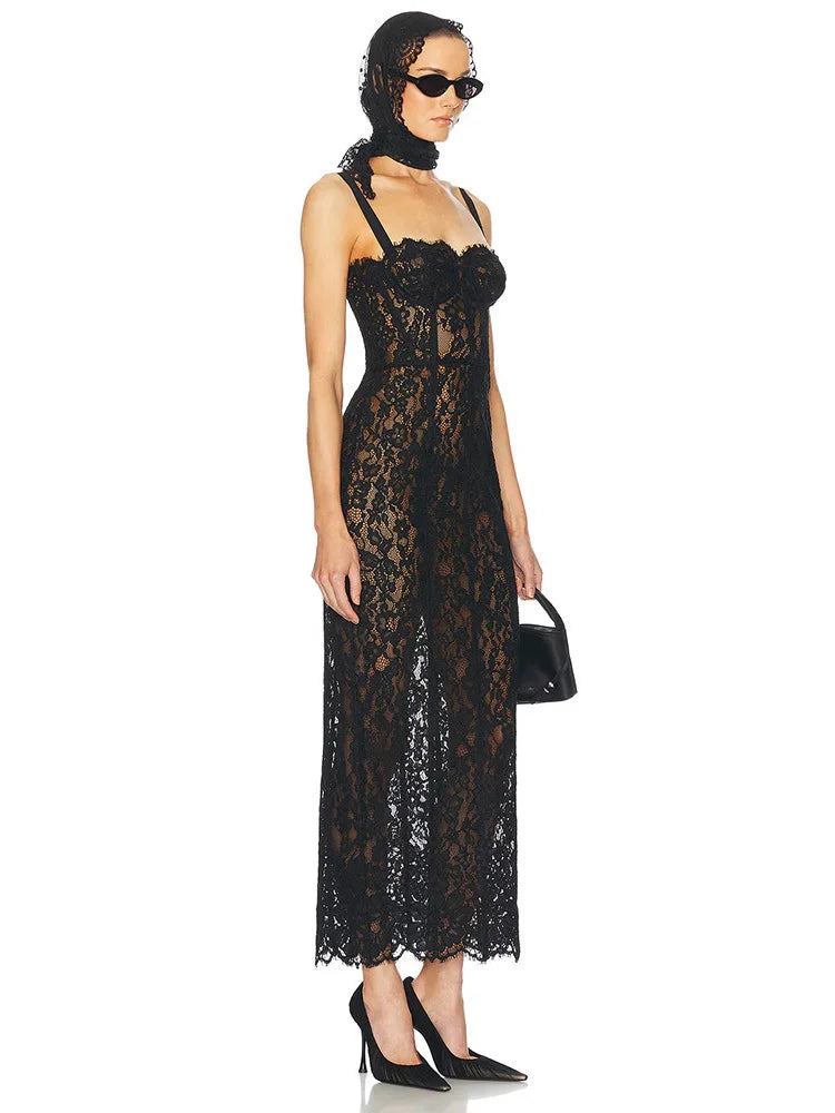 MIDNIGHT LACE BODYCON DRESS