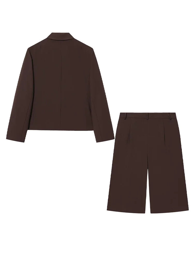 SPRING 2-PIECE SHORTS SUIT SOLID DOUBLE-BREASTED