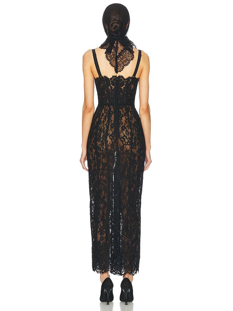MIDNIGHT LACE BODYCON DRESS
