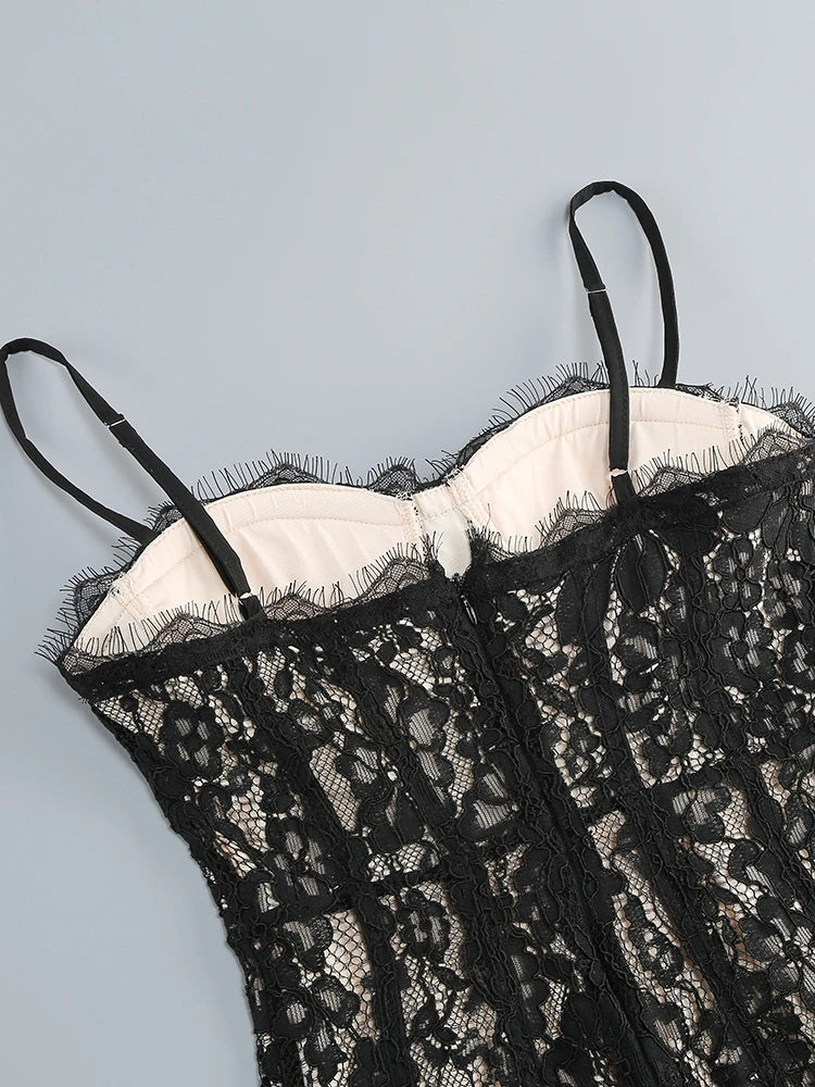 MIDNIGHT LACE BODYCON DRESS