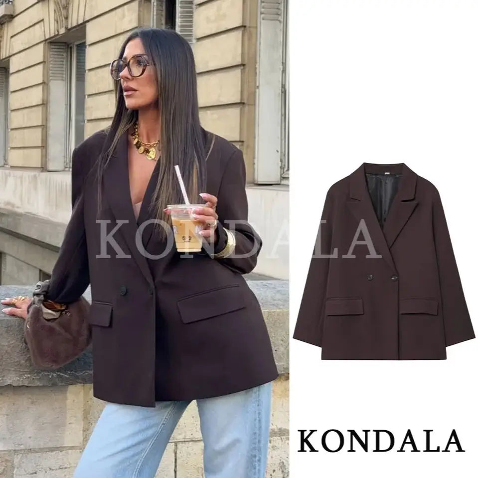 ELEGANT COMMUTE DOUBLE-BREASTED BLAZER WOMEN VINTAGE