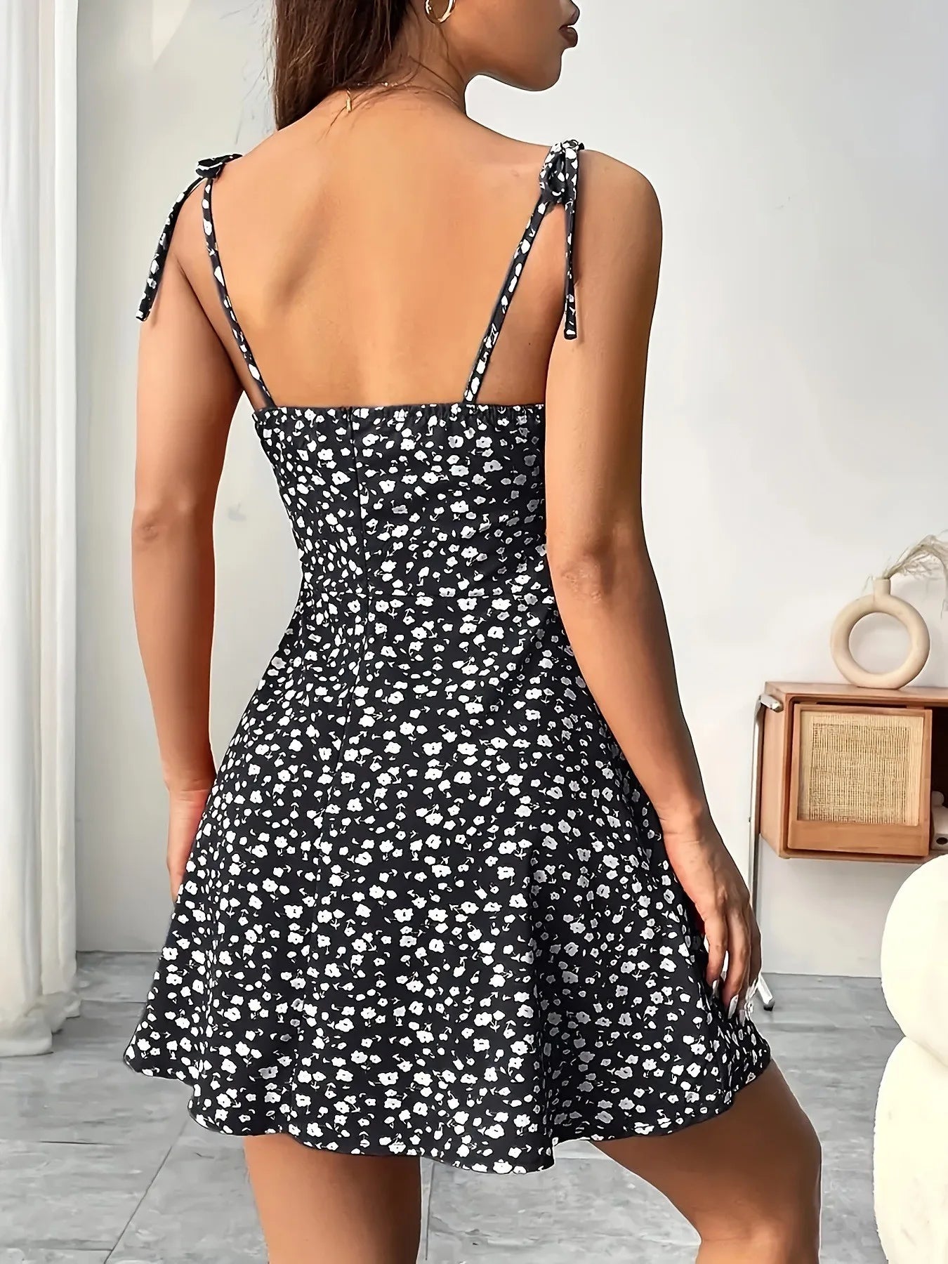 WOMEN'S SUMMER FLORAL SPAGHETTI STRAP BEACH SHORT DRESS