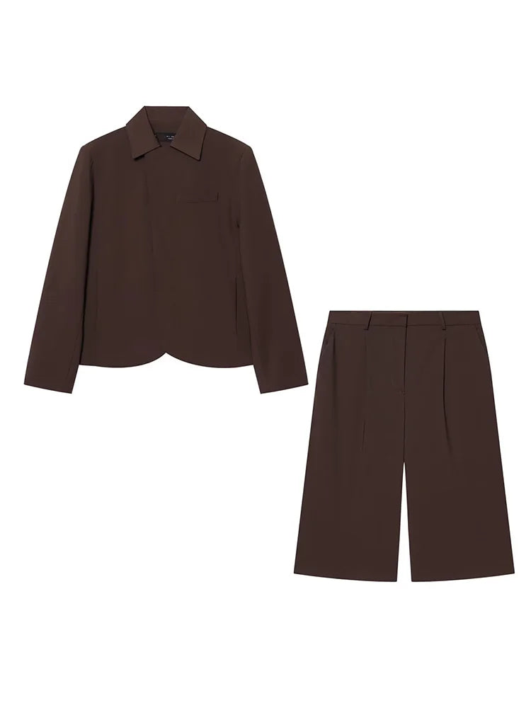 SPRING 2-PIECE SHORTS SUIT SOLID DOUBLE-BREASTED