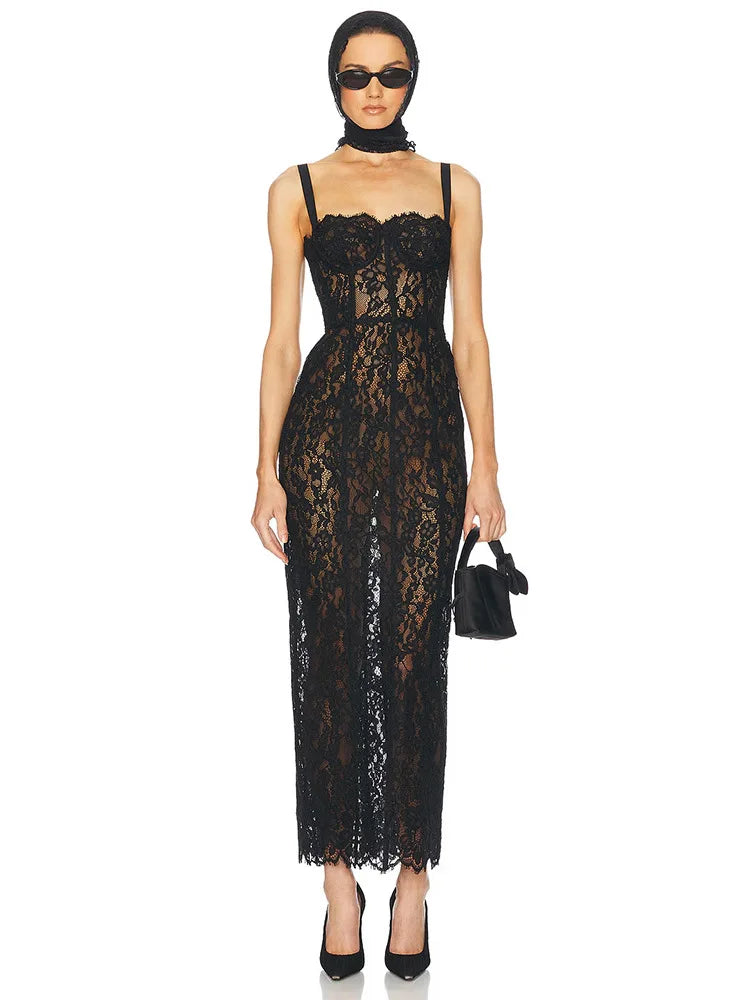 MIDNIGHT LACE BODYCON DRESS